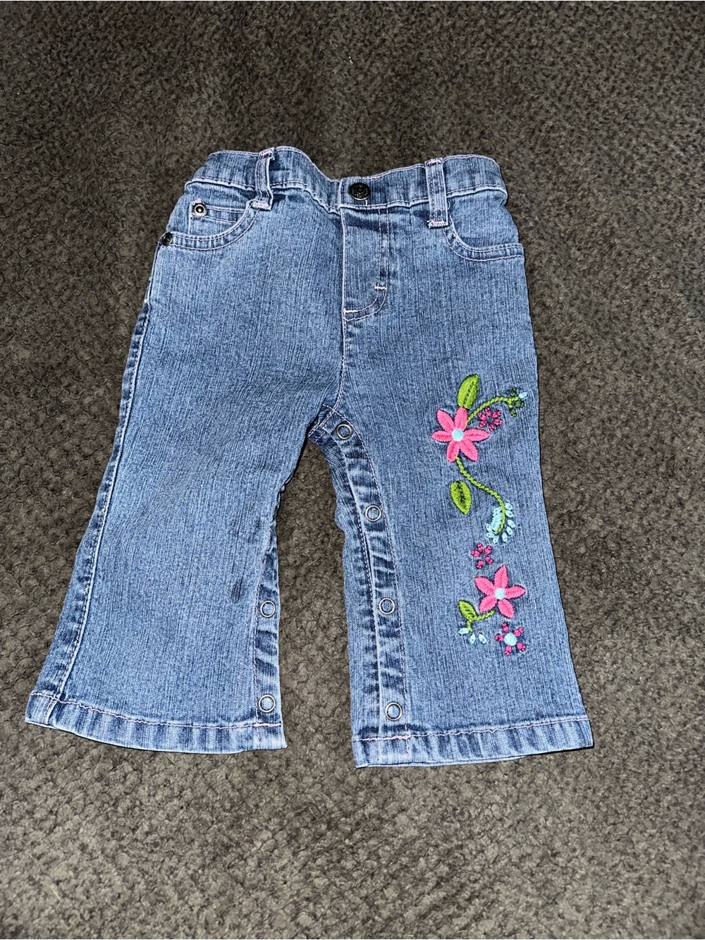 Lee Blue Denim Embroidered Flower Pants size 12 Months